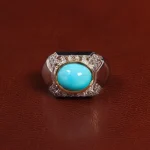 انگشتر فیروزه عجمی مردانه کد 25611