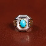 انگشتر فیروزه عجمی مردانه کد 25704