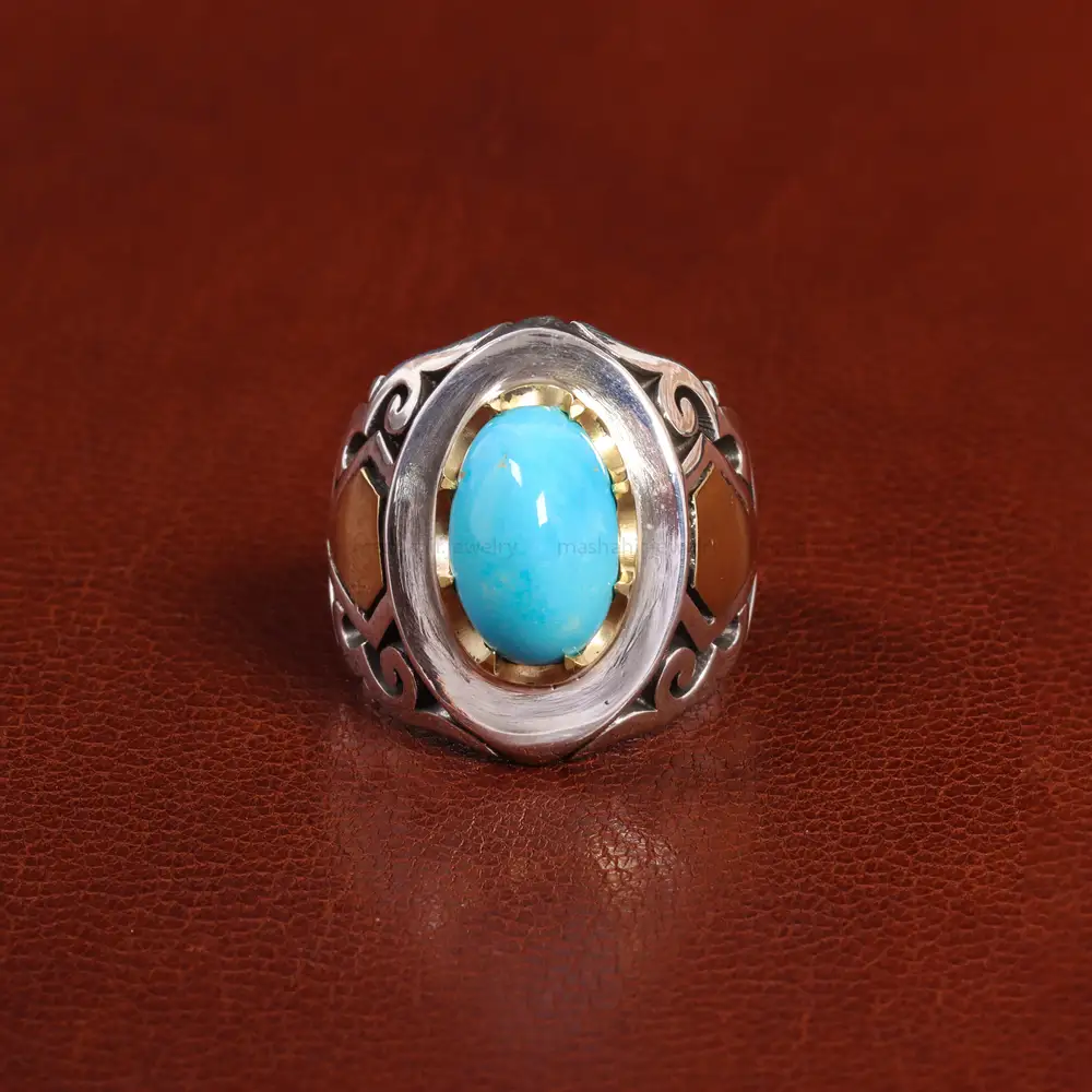 انگشتر فیروزه عجمی مردانه کد 25719