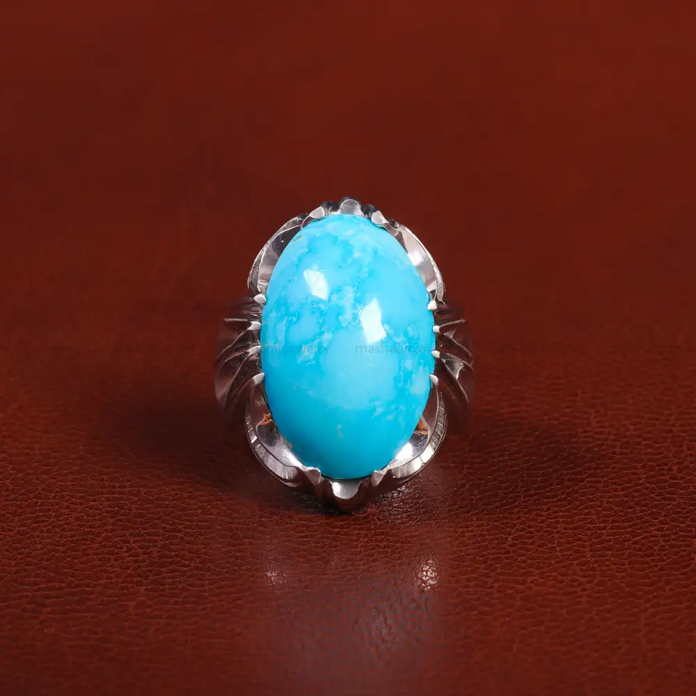 انگشتر فیروزه عجمی مردانه کد 25731