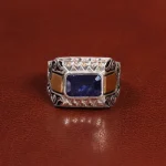 انگشتر یاقوت کبود مردانه کد 25995
