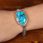 دستبند فیروزه مردانه کد 25403