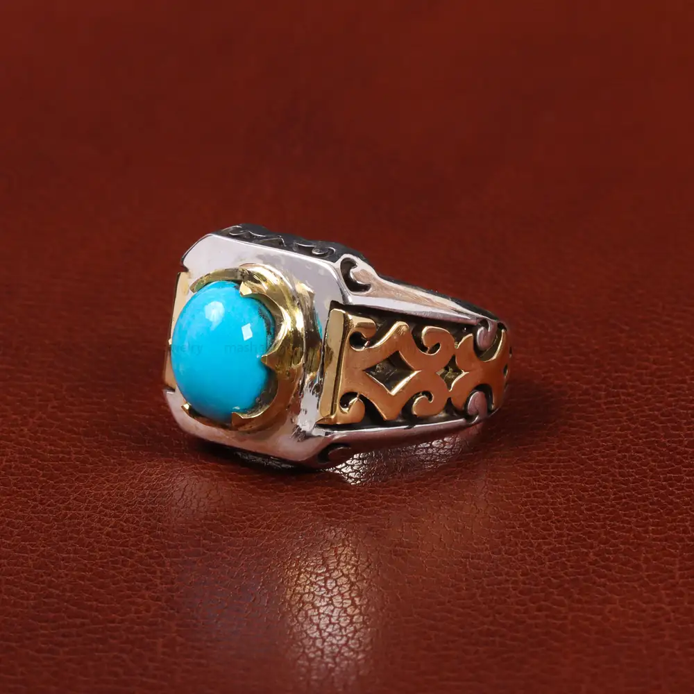 انگشتر فیروزه عجمی مردانه کد 25591
