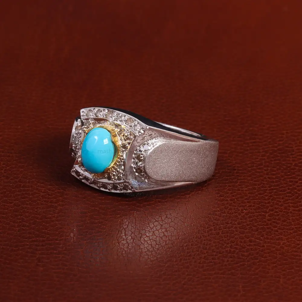 انگشتر فیروزه عجمی مردانه کد 25598