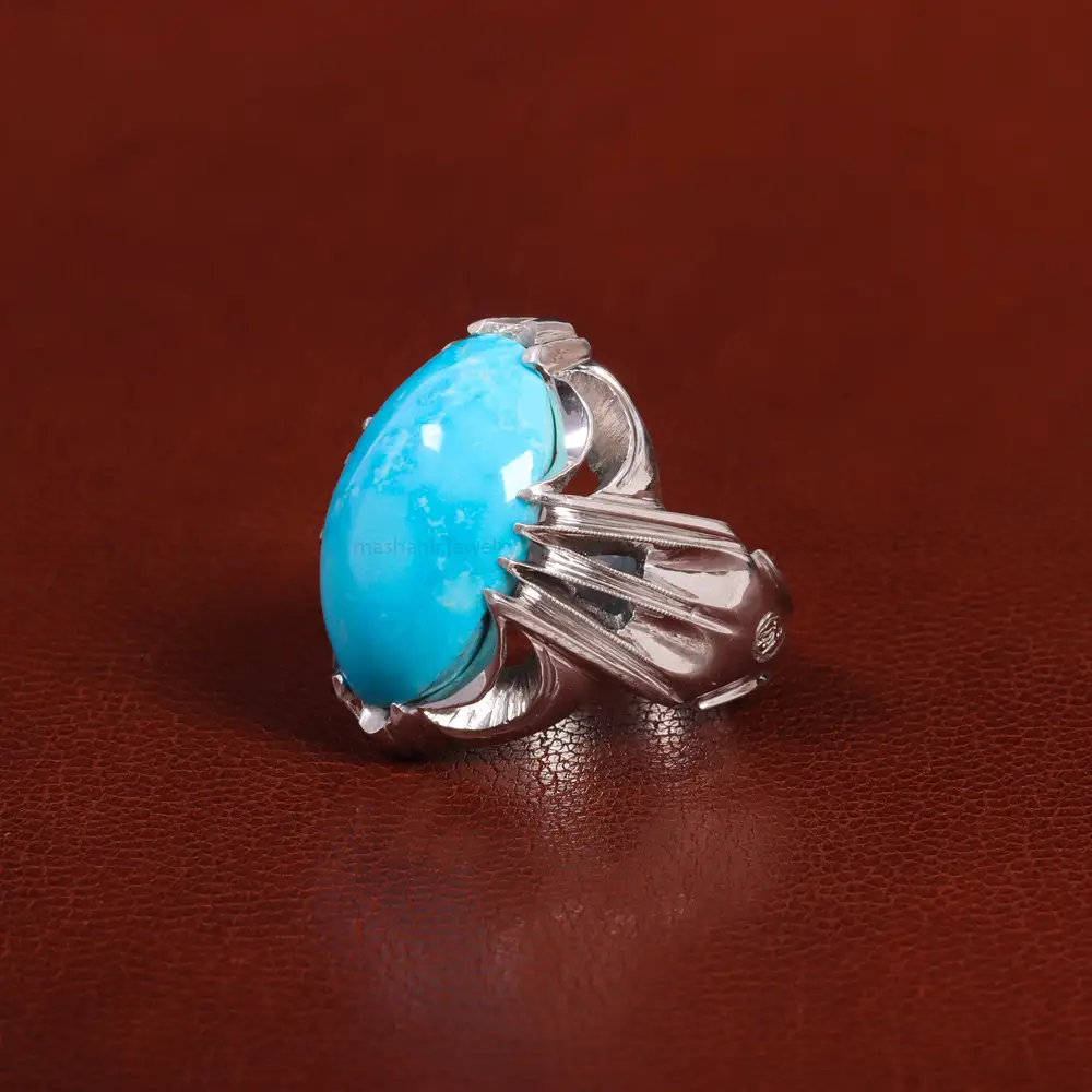 انگشتر فیروزه عجمی مردانه کد 25731