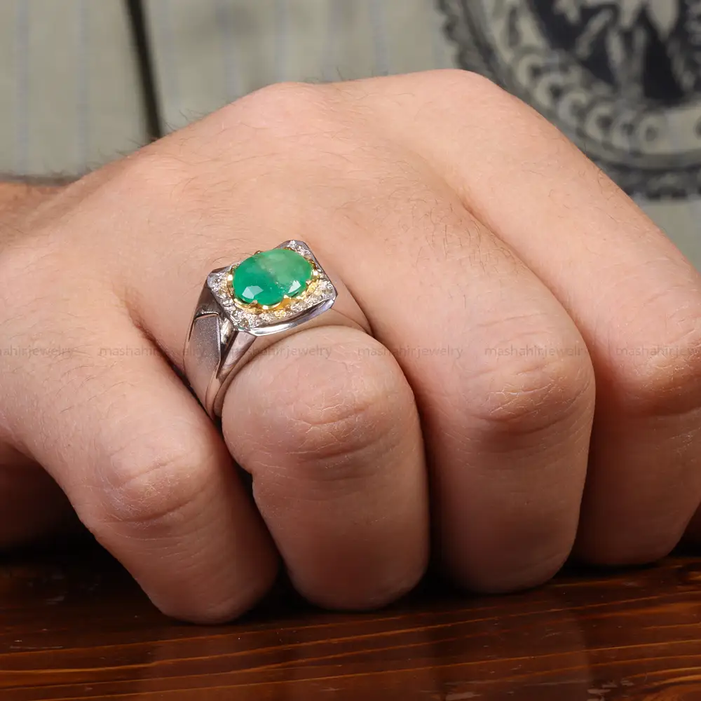 انگشتر زمرد مردانه کد 25621