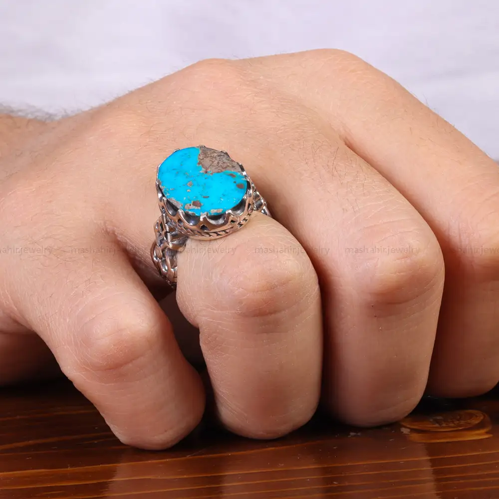 انگشتر فیروزه شجری مردانه کد 25799