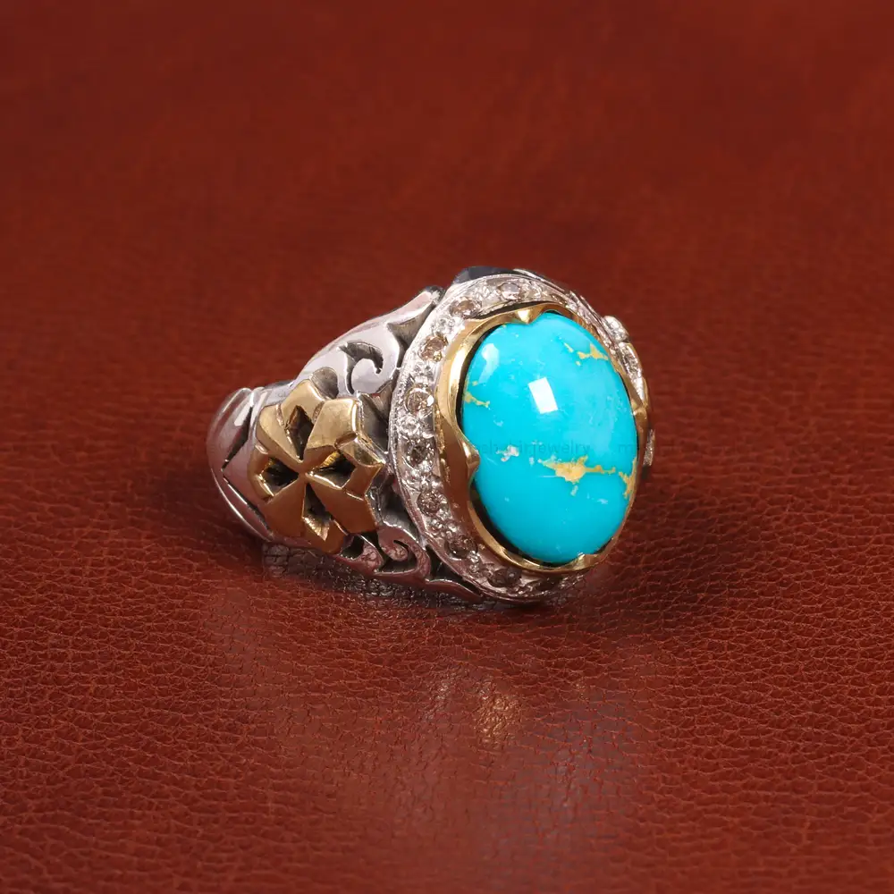 انگشتر فیروزه شجری مردانه کد 26002