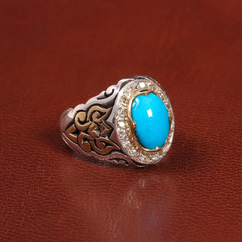 انگشتر فیروزه عجمی مردانه کد 26008