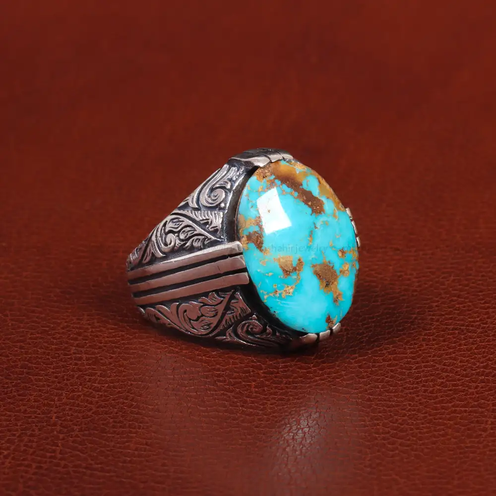 انگشتر فیروزه شجری مردانه کد 26081