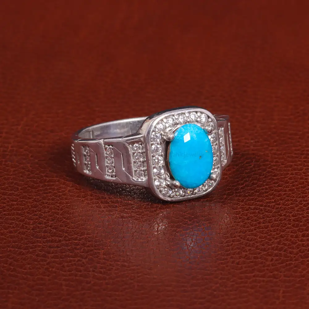 انگشتر فیروزه عجمی مردانه کد 26105