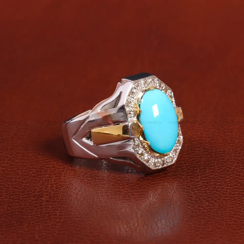 انگشتر فيروزه عجمی مردانه کد 26213