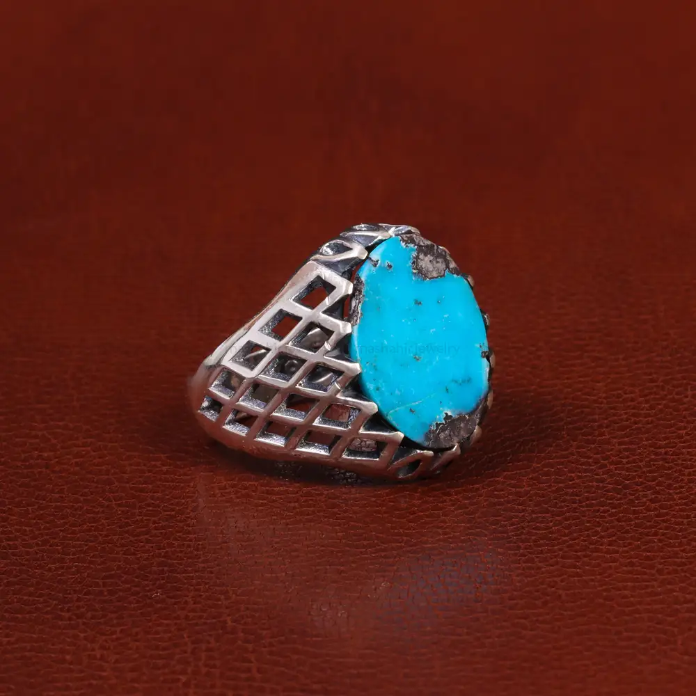 انگشتر فیروزه شجری مردانه کد 26277