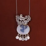 گردنبند عقیق شجری زنانه طرح گل و مرغ کد 26307