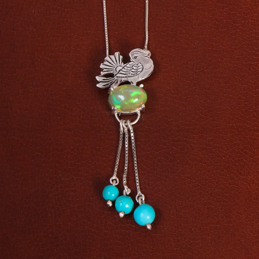 گردنبند اوپال زنانه طرح مرغ کد 26311