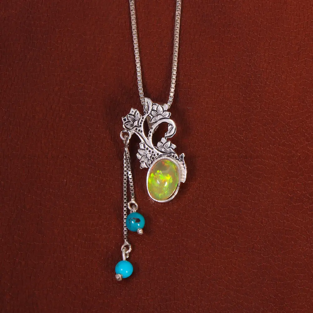 گردنبند اوپال زنانه طرح گل کد 26315