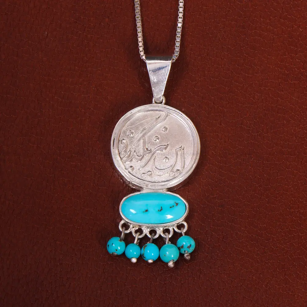 گردنبند فیروزه زنانه طرح سنتی کد 26320