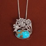 گردنبند فیروزه زنانه طرح گل کد 26328