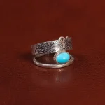 انگشتر فیروزه عجمی زنانه طرح گل و مرغ کد 26339