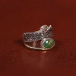 انگشتر اوپال زنانه طرح گل و مرغ کد 26341