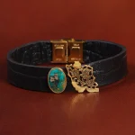 دستبند چرم فیروزه مردانه طرح ایران کد 26351