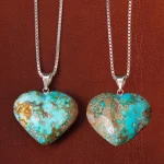 گردنبند فیروزه زنانه دورو تراش قلب کد 26354