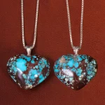 گردنبند فیروزه زنانه دورو تراش قلب کد 26356