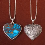 گردنبند فیروزه زنانه طرح قلب کد 26365