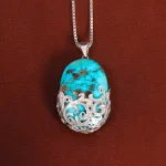 گردنبند فیروزه زنانه طرح پیچک کد 26368