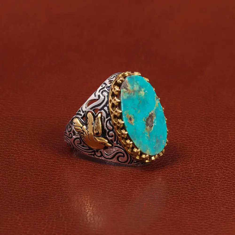 انگشتر فیروزه شجری مردانه کد 26443