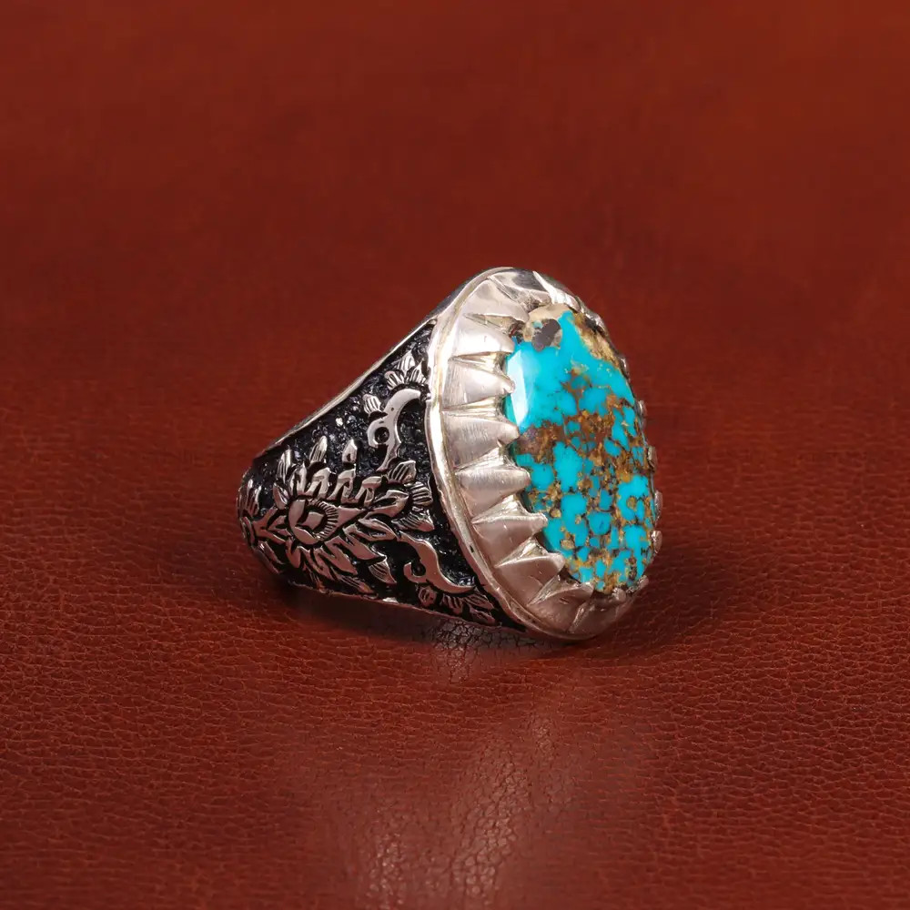 انگشتر فیروزه شجری مردانه کد 26452