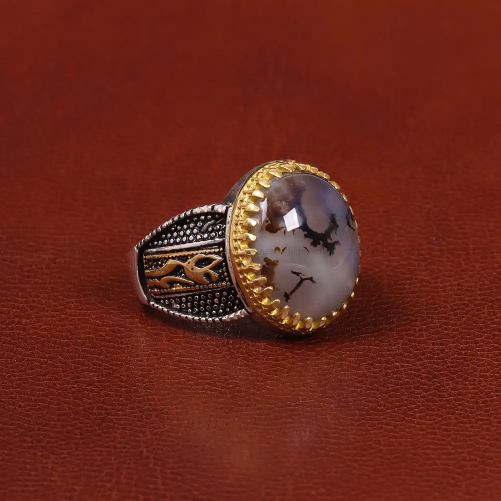 انگشتر عقيق شجر مردانه کد 26461