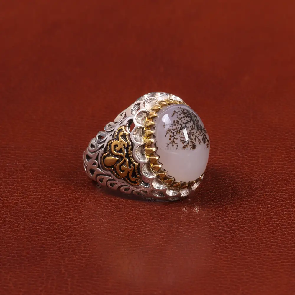 انگشتر عقيق شجر مردانه کد 26463