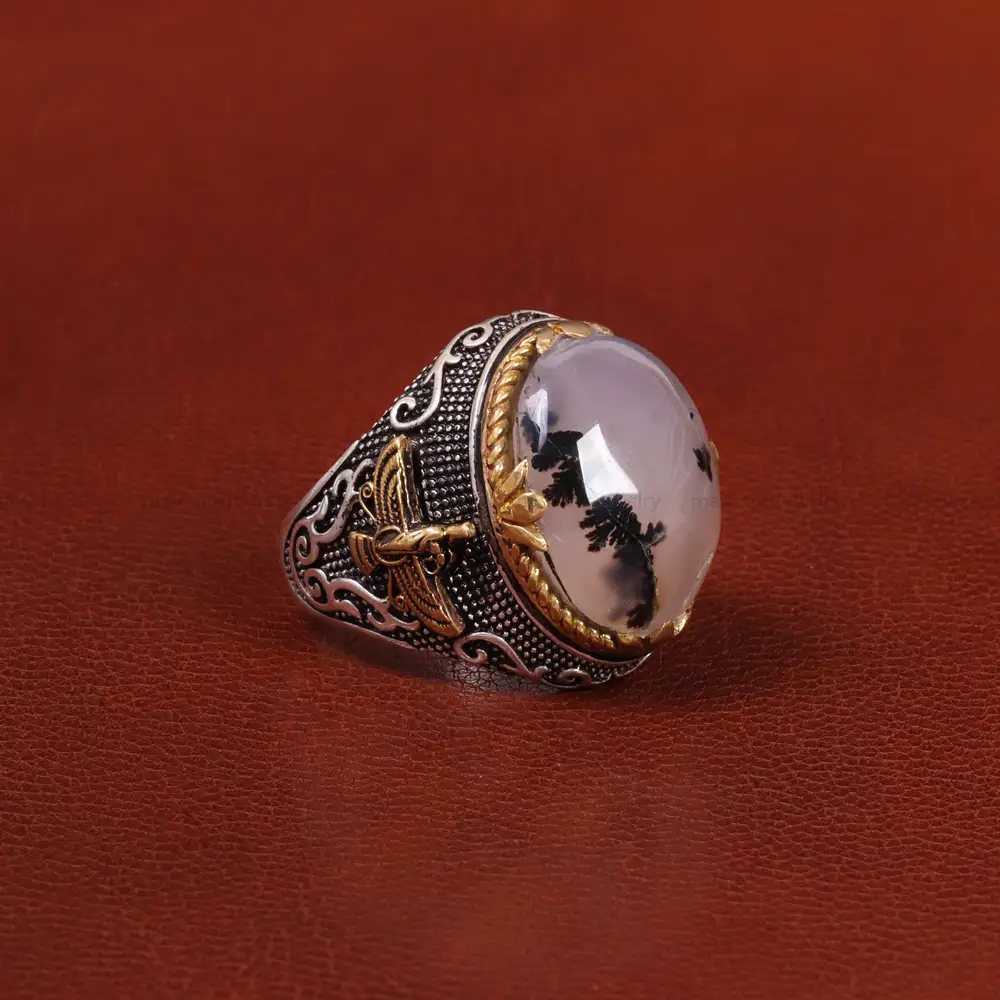 انگشتر عقيق شجر مردانه کد 26466