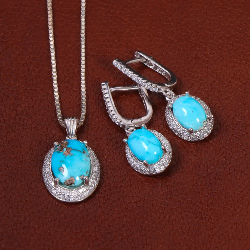 نیم ست فیروزه زنانه کد 26542