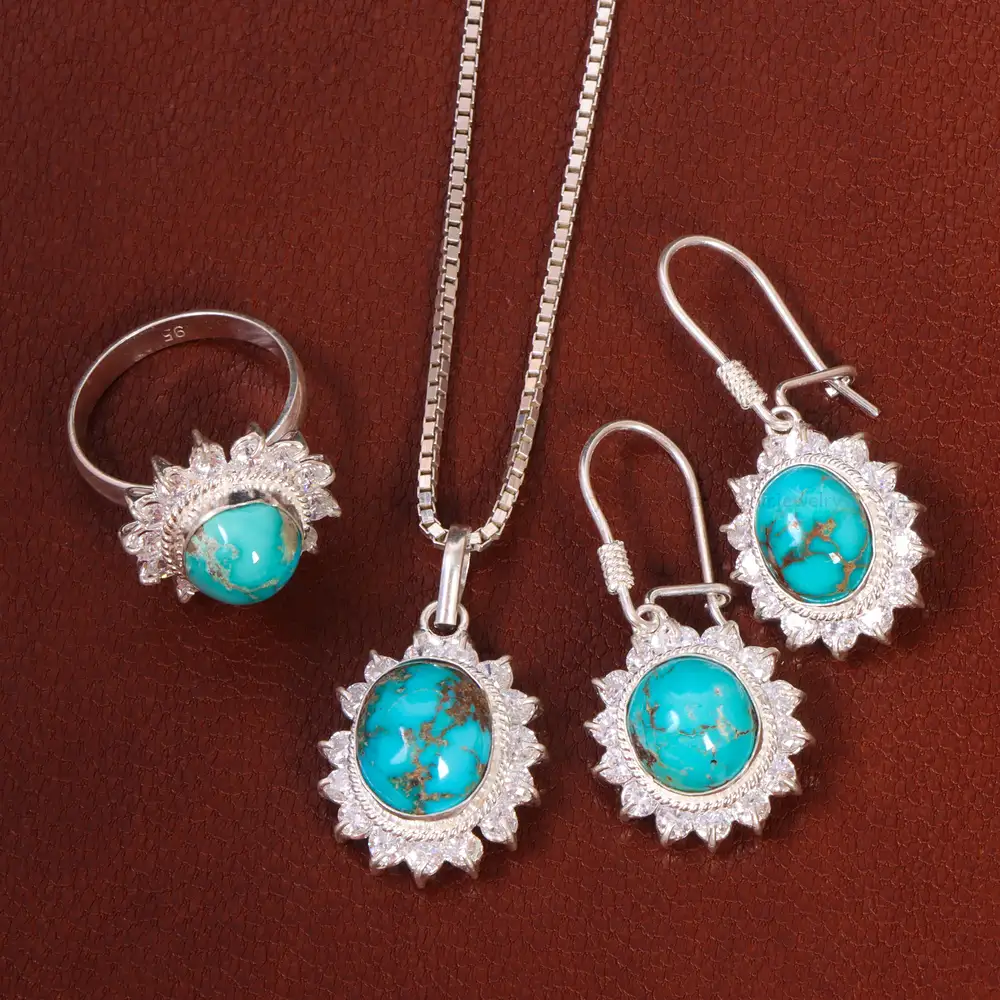 نیم ست فیروزه زنانه کد 26586