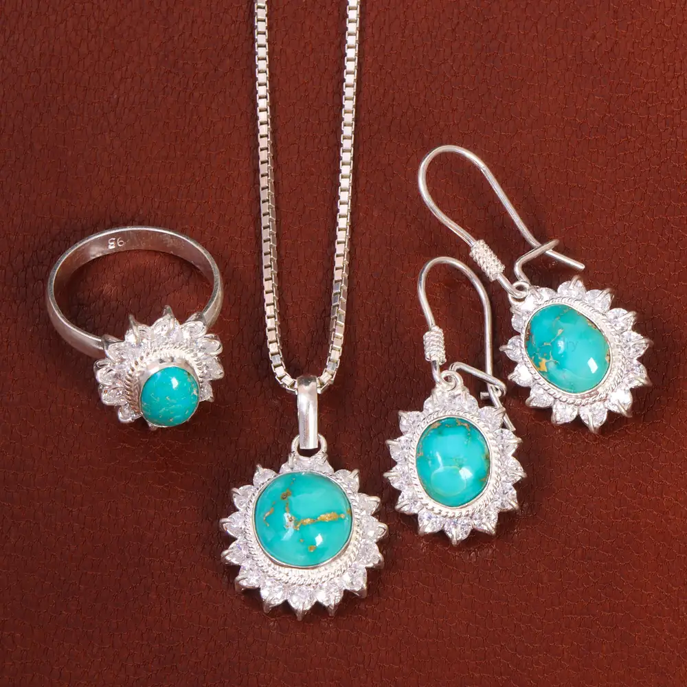 نیم ست فیروزه زنانه کد 26587