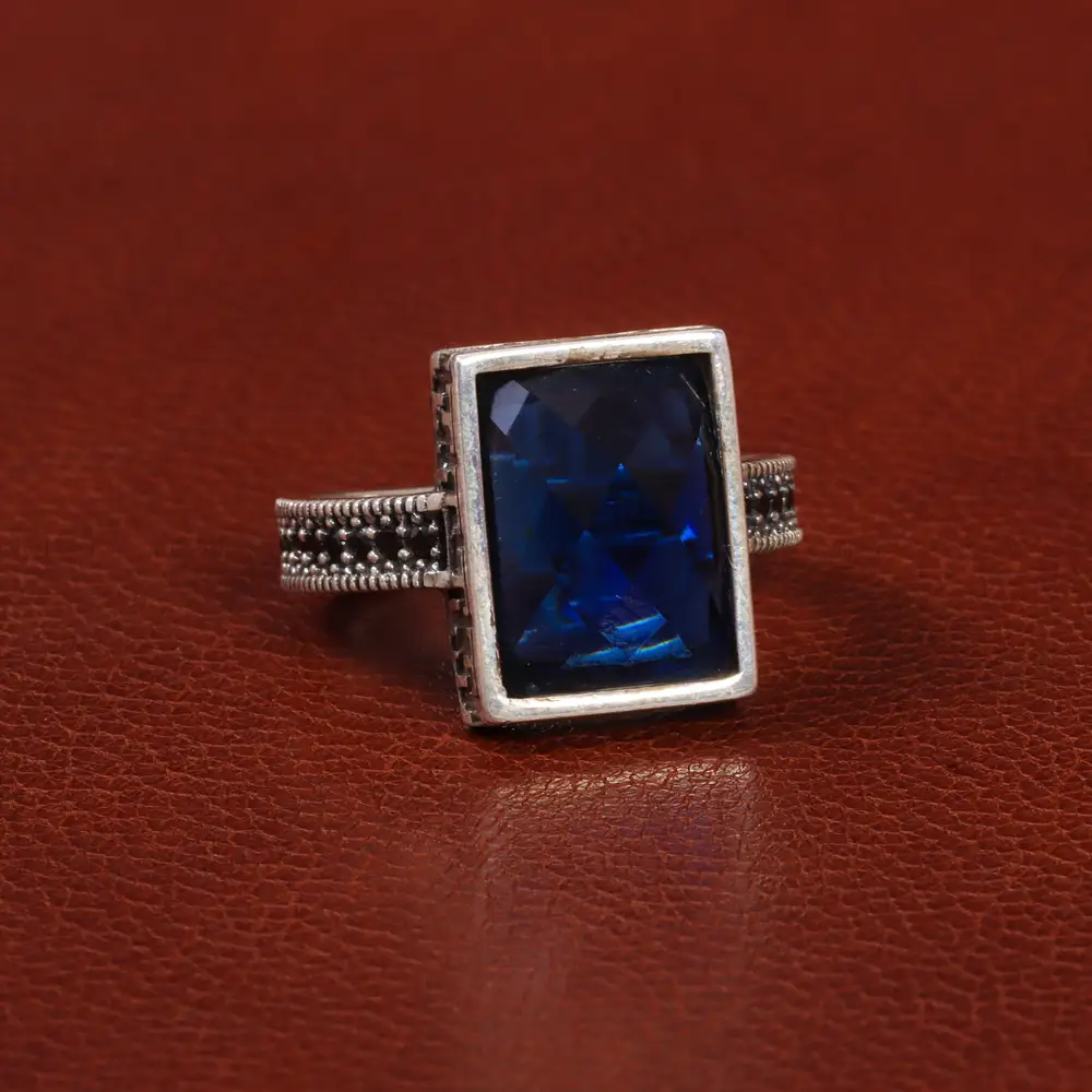 انگشتر طرح یاقوت کبود مردانه کد 26610