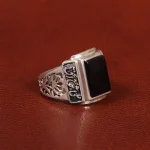 انگشتر عقیق مشکی مردانه کد 26612