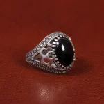 انگشتر عقیق مشکی مردانه کد 26617