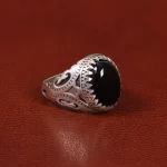 انگشتر عقیق مشکی مردانه کد 26618