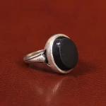 انگشتر عقیق مشکی مردانه کد 26619