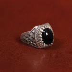 انگشتر عقیق مشکی مردانه کد 26624