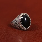 انگشتر عقیق مشکی مردانه کد 26628