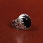 انگشتر عقیق مشکی مردانه کد 26629