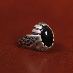انگشتر عقیق مشکی مردانه کد 26630