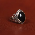 انگشتر عقیق مشکی مردانه کد 26631