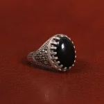 انگشتر عقیق مشکی مردانه کد 26632