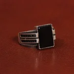 انگشتر عقیق مشکی مردانه کد 26638