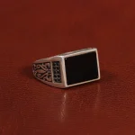 انگشتر عقیق مشکی مردانه کد 26639